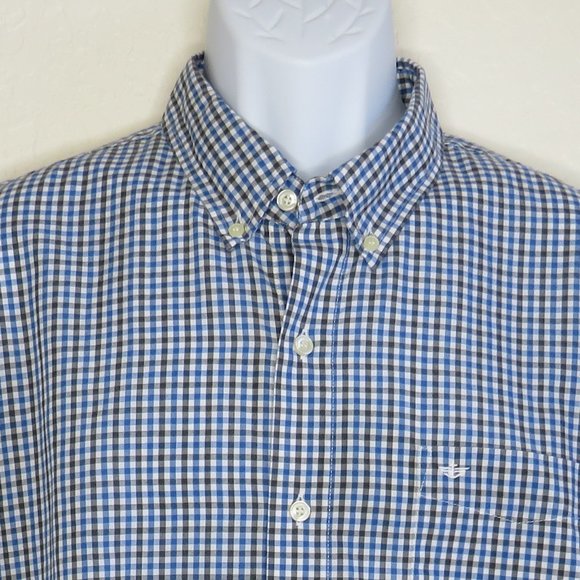 Dockers* Men's Short Sleeve Button Down Curved Hem Pocket Plaid Shirt~ Size XL - Picture 10 of 11